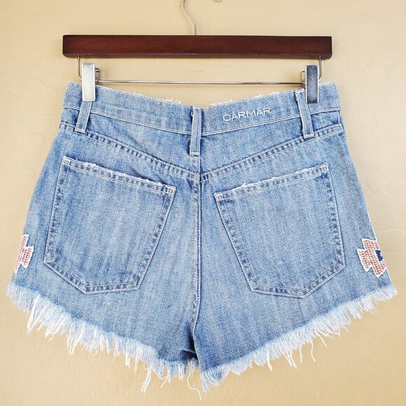 Carmar High Rise Distressed Cutoff Tribal Shorts - Picture 5 of 9